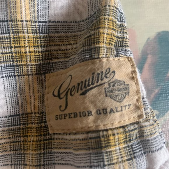 Women's Harley Davidson Button Down Yellow/Gray Plaid Shirt in Medium - Picture 9 of 9